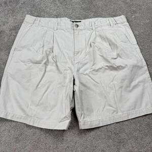 Eddie Bauer Men's 40 Khaki Flat Front Shorts 100% Cotton 6" Inseam